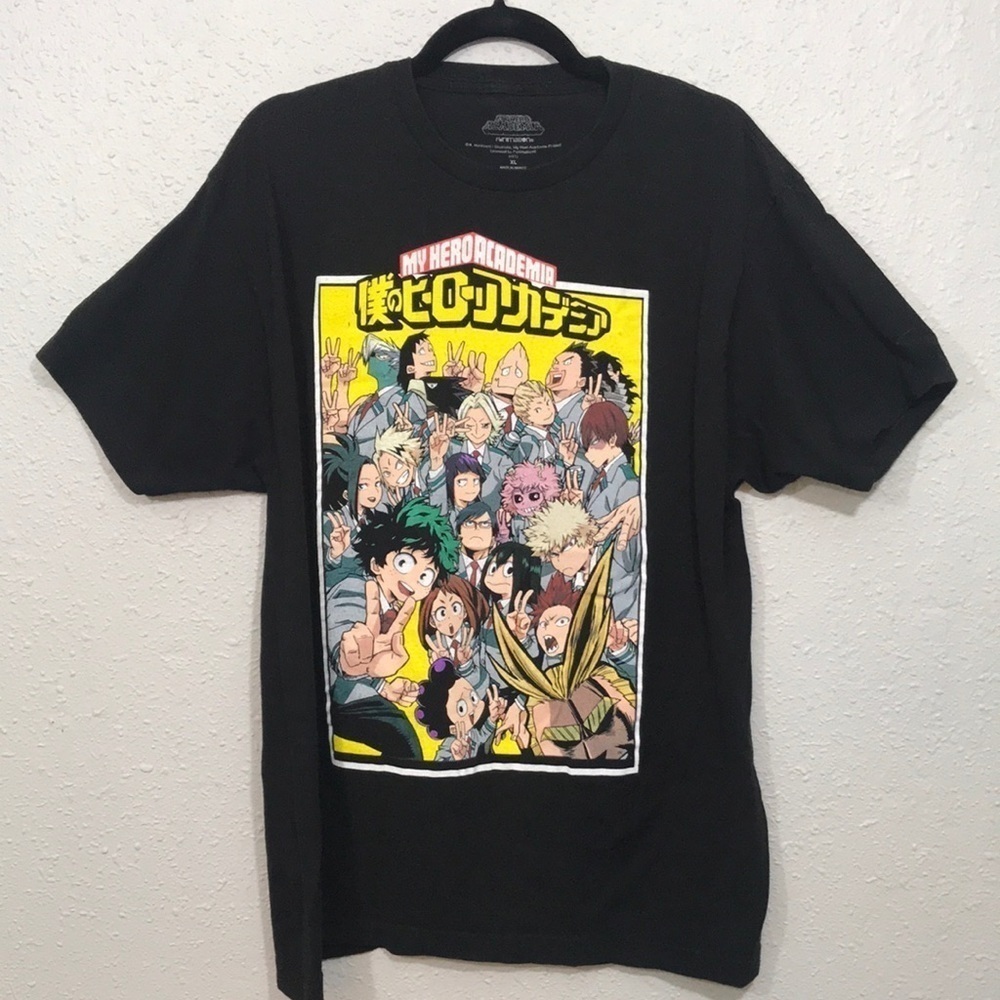 “My Hero Academia” All Character Anime Screen Print Black Unisex T-Shirt size XL